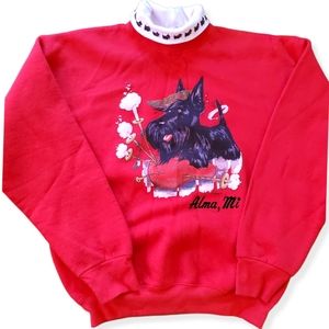 Vintage Fruit of the Loom Scottish Terrier Collared Unisex SweatshirMade In Usa 